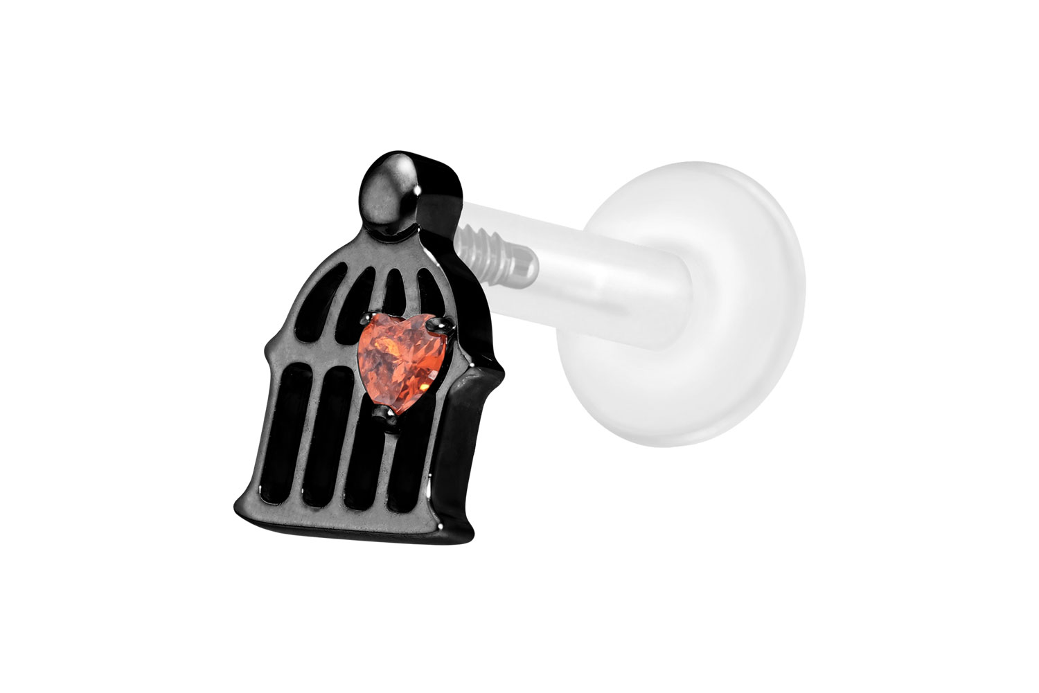 PTFE Labret Piercing mit Innengewinde + Titan-Aufsatz KÄFIG